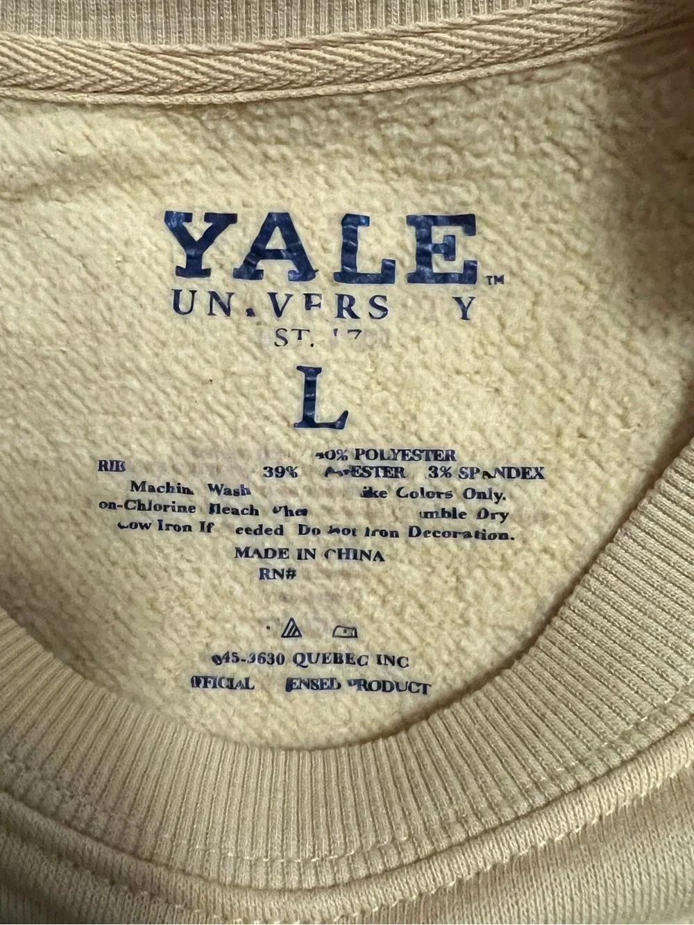 Yale University Men's Mustard Crewneck Sweatshirt